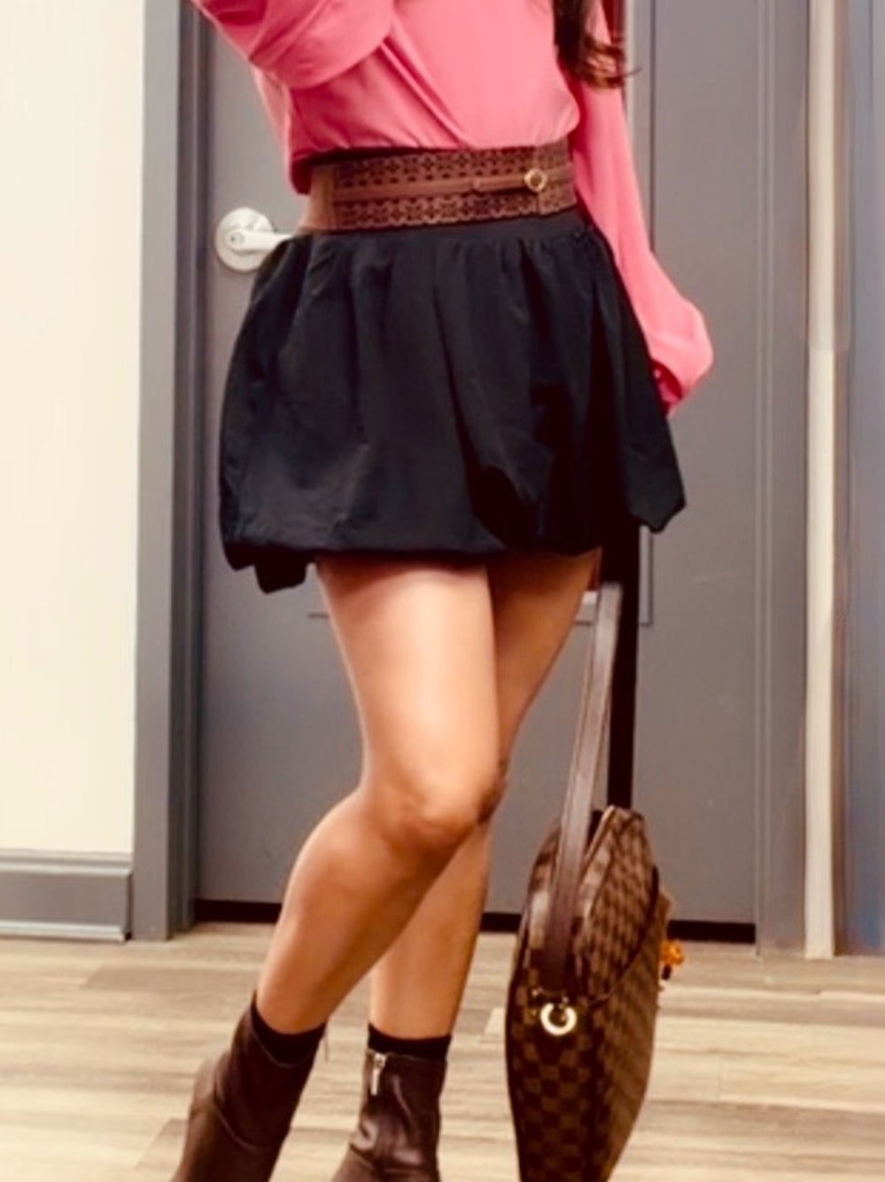 Sage Black Bubble Mini Skirt